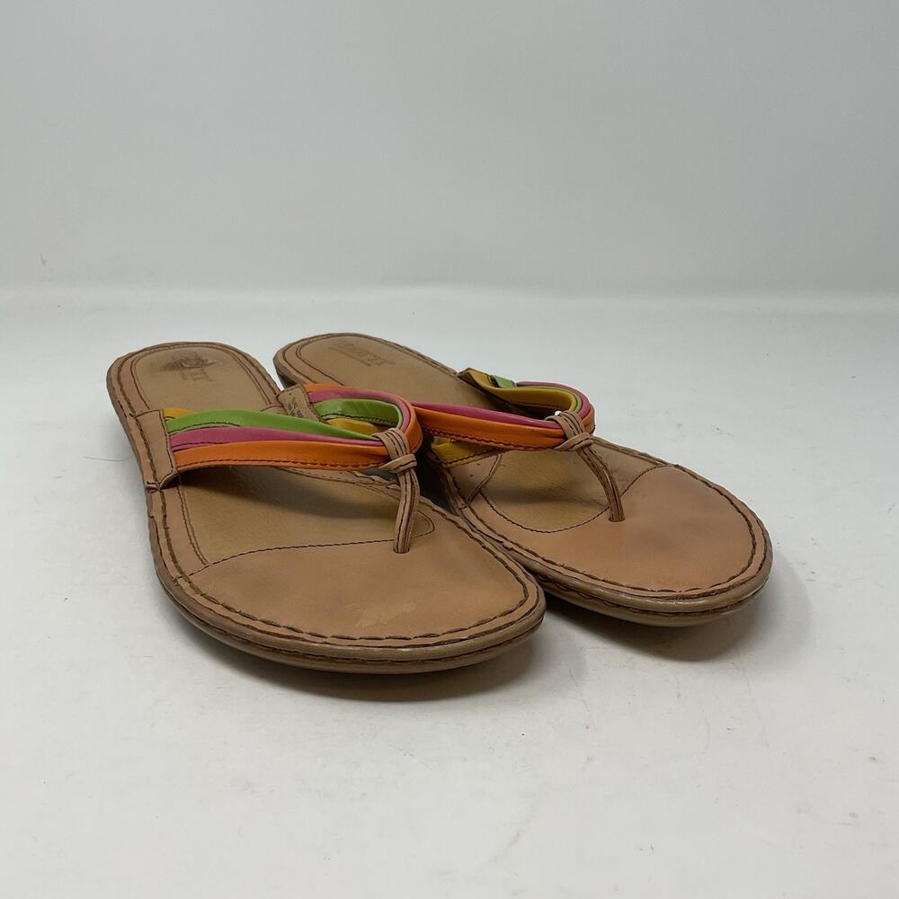Born Sandals Womens 10 / 42 Multi Color Leather Slip‎ On Flats Flip Flops Thong